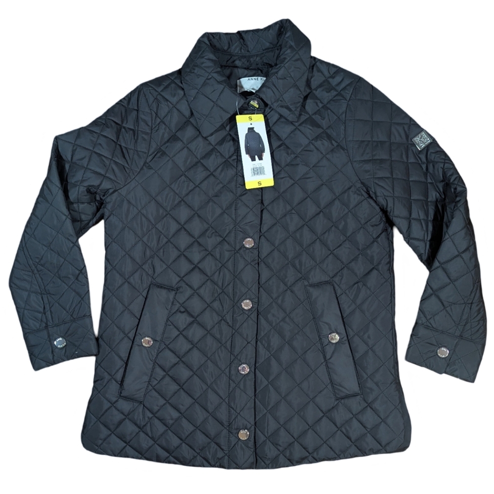 NWT Anne Klein Women's Size Small Quilted Puffer Black Coat